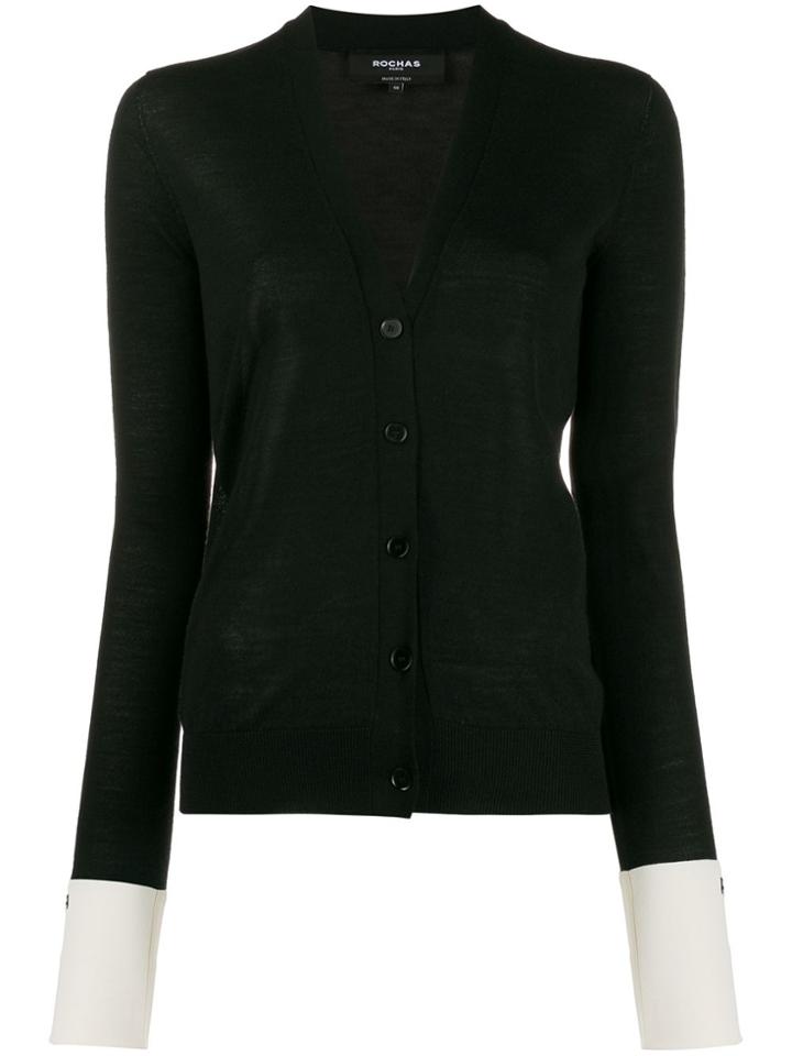 Rochas Contrast Cuff Cardigan - Black