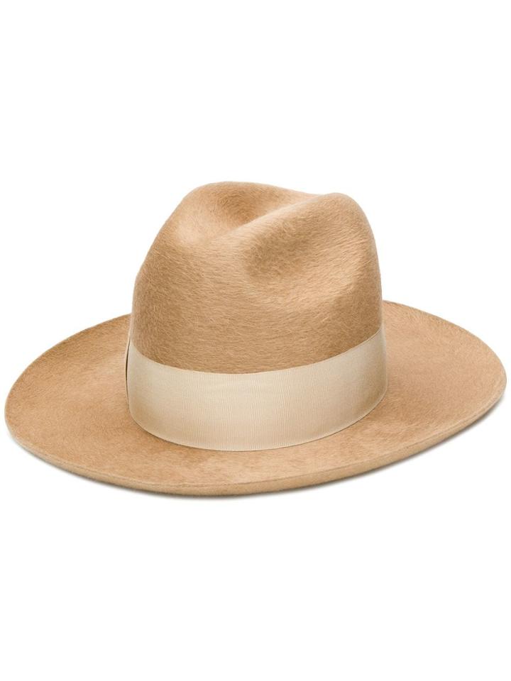 Federica Moretti Bow Embellished Hat - Nude & Neutrals