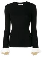 Valentino Fine Rib Knit Sweater - Black