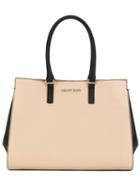 Armani Jeans Logo Plaque Tote, Women's, Nude/neutrals, Polyester/cotton/viscose/polyurethane