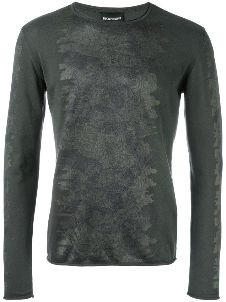 Emporio Armani Printed Sweatshirt, Men's, Size: 50, Green, Cotton/polyester