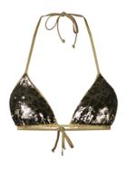 Fisico Leopard Sequin Bikini Top - Gold