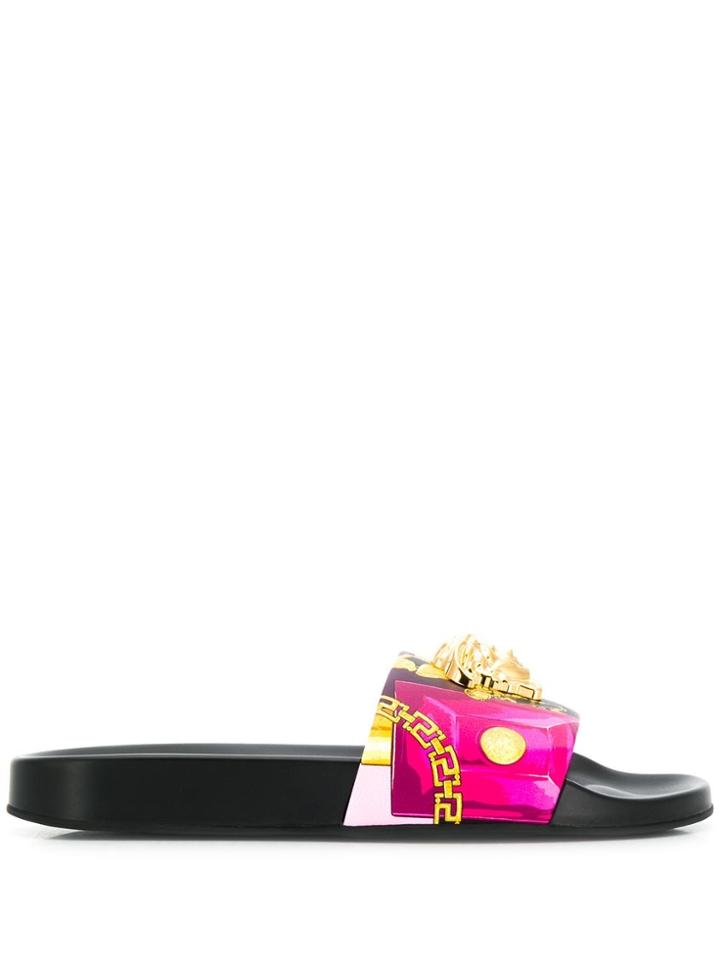 Versace Medusa Baroque Print Slides - Black