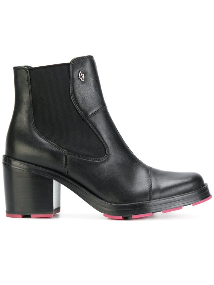 Armani Jeans Contrast Sole Chelsea Boots - Black