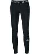 Adidas By Stella Mccartney Logo Print Leggings, Women's, Size: Large, Black, Polyester/spandex/elastane