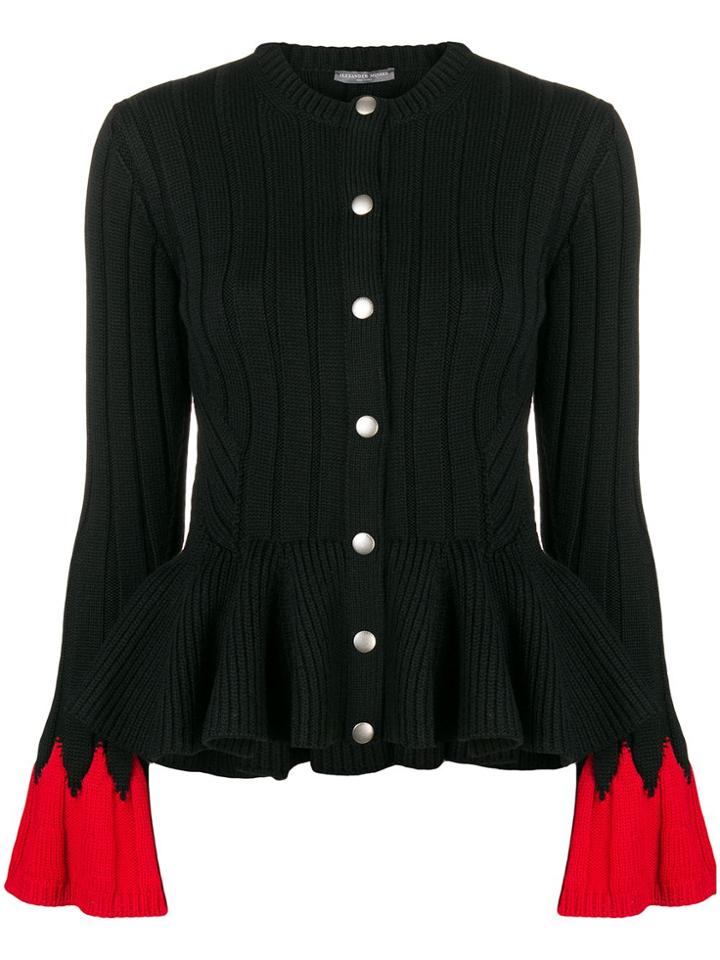 Alexander Mcqueen Contrast Sleeve Cardigan - Black