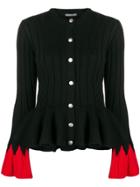Alexander Mcqueen Contrast Sleeve Cardigan - Black