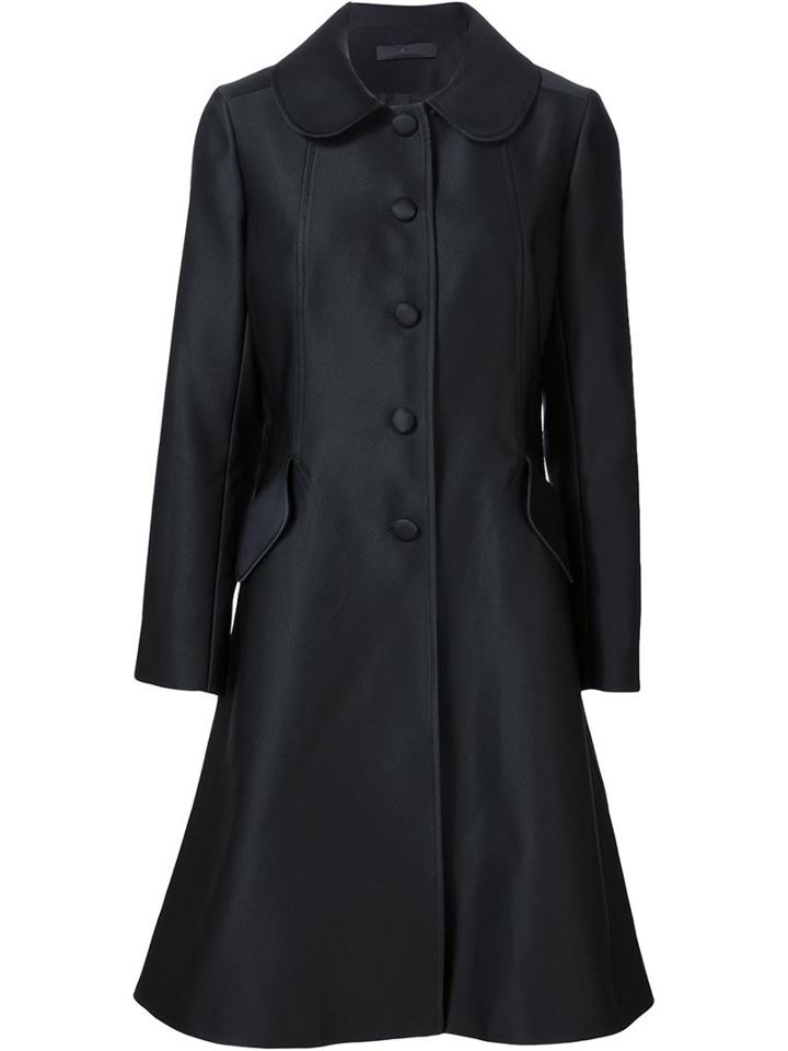 Co Flared Button Coat, Women's, Size: Medium, Black, Polyester