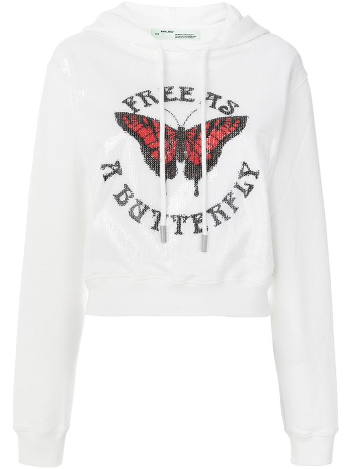 Off-white Free As A Butterfly Sequin Hoodie