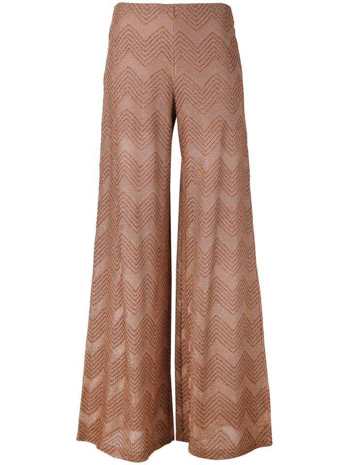 M Missoni - Jersey Trousers - Women - Cotton/polyamide/polyester/metallic Fibre - 44, Brown, Cotton/polyamide/polyester/metallic Fibre