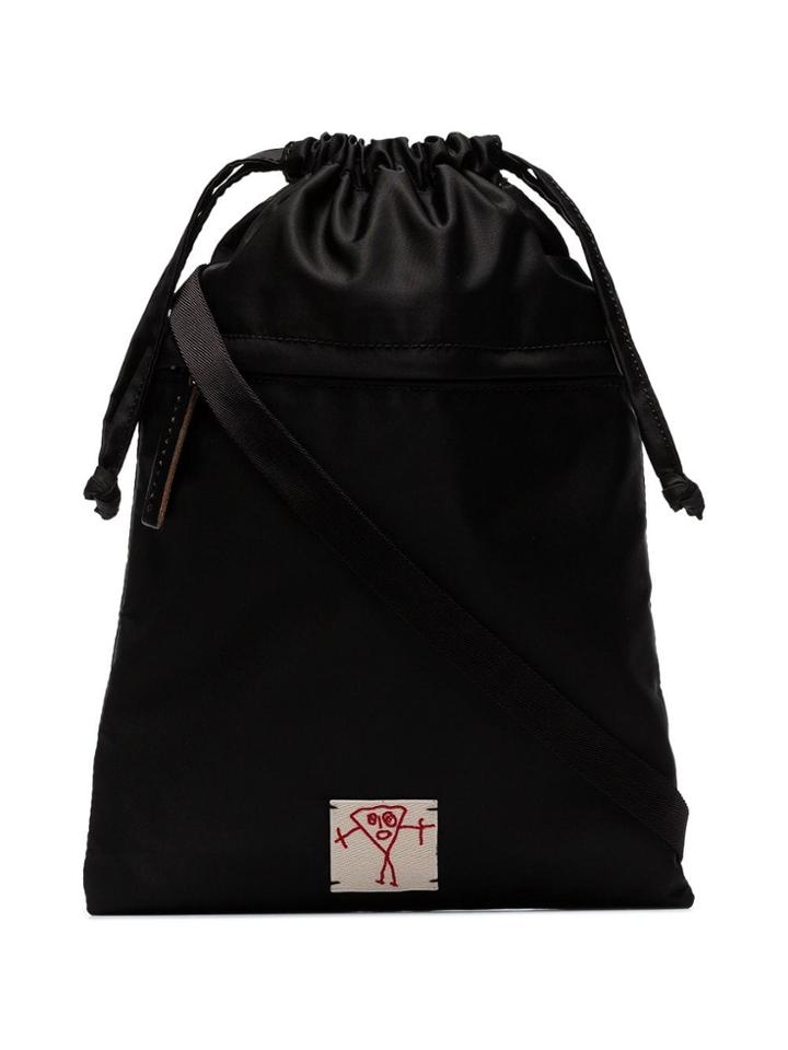 Plan C Black Drawstring Pouch Bag - Blue