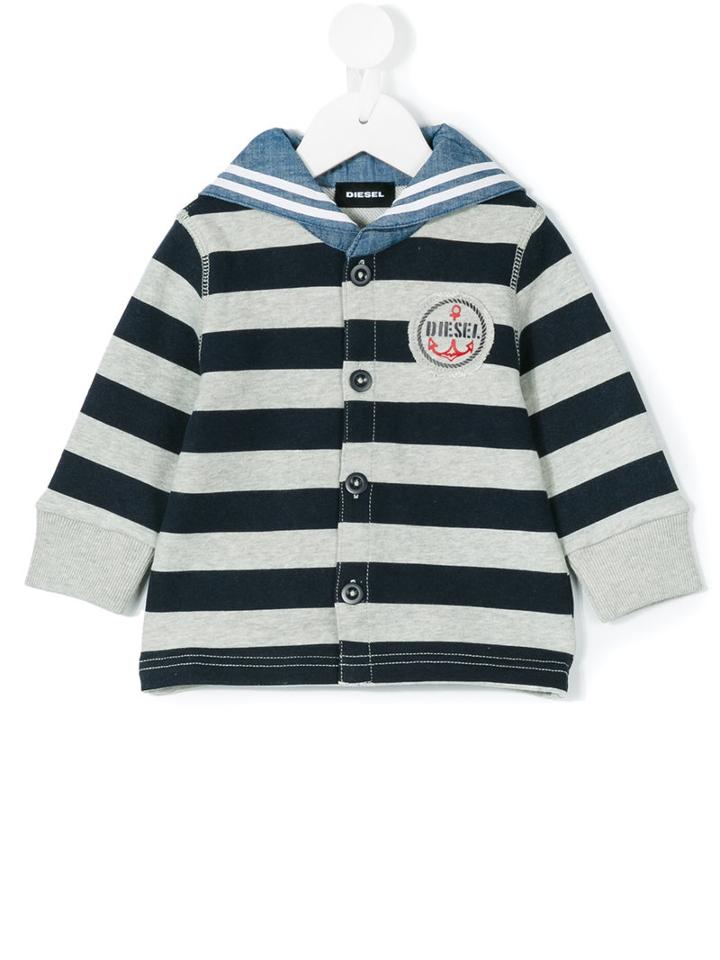 Diesel Kids - Striped Hoodie - Kids - Cotton/polyester - 12 Mth, Blue