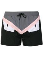 Fendi Color Block Swim Shorts - Black