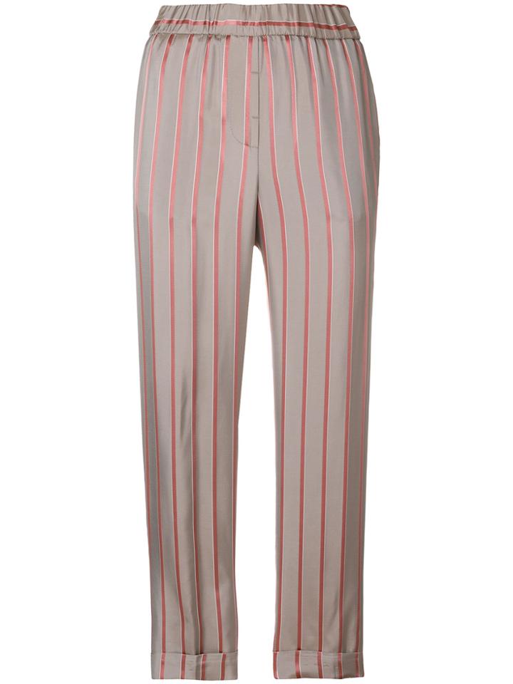 Peserico Striped Cropped Trousers - Nude & Neutrals