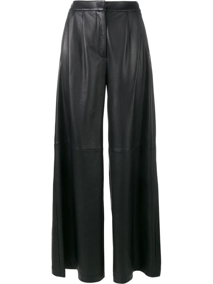Adam Lippes Flared Leather Trousers, Women's, Size: 6, Lamb Skin/silk