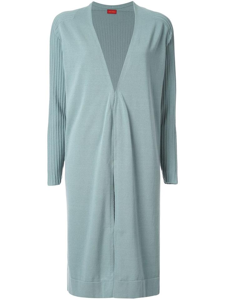 Des Prés Ribbed Sleeve Long Cardigan - Green