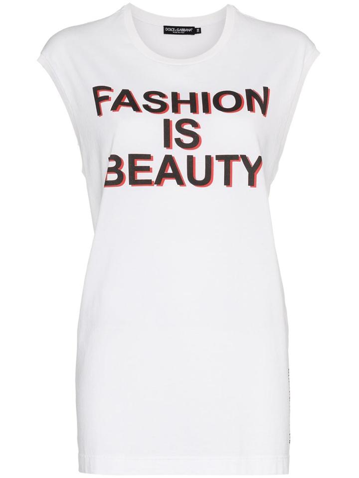 Dolce & Gabbana Sleeveless Graphic Print T-shirt - White