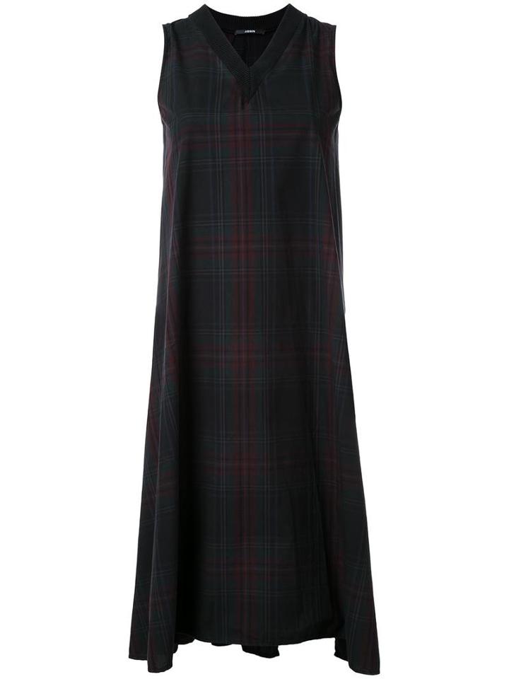 Assin Plaid Sleeveless Dress, Women's, Size: Large, Black, Cotton