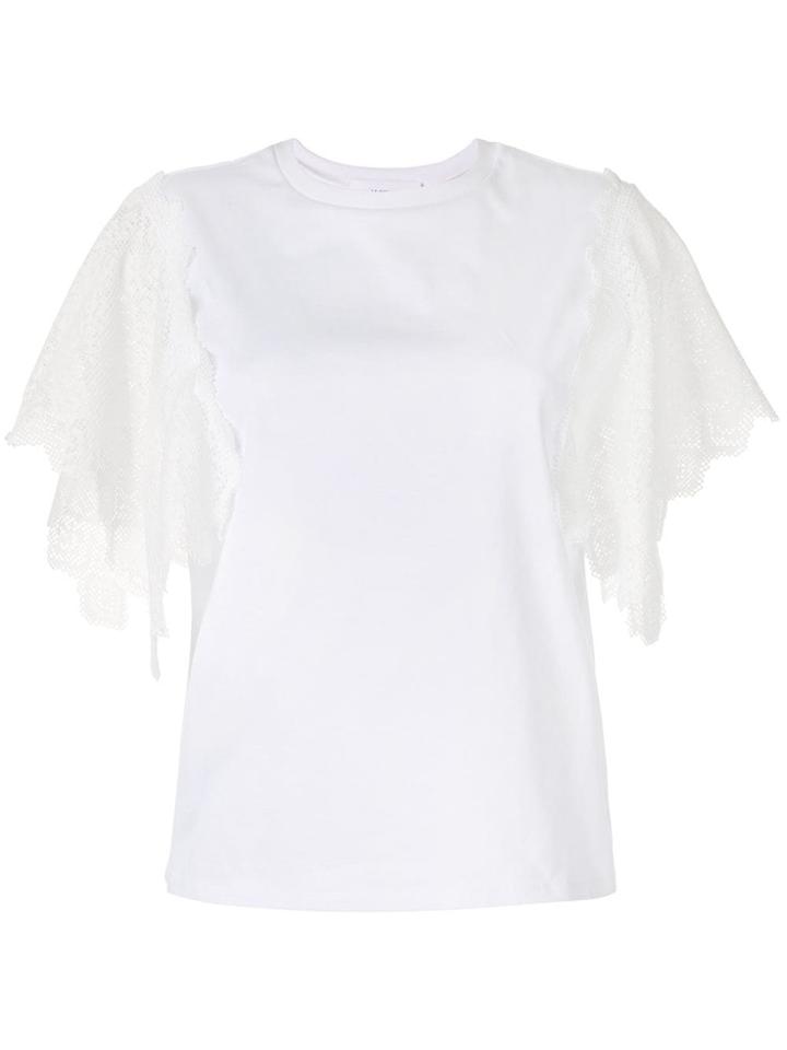 Le Ciel Bleu Lace Panel Sleeve Blouse - White