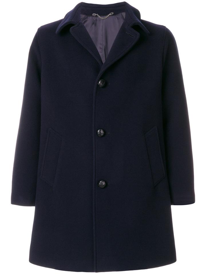 Doppiaa Long Sleeved Button Up Coat - Blue