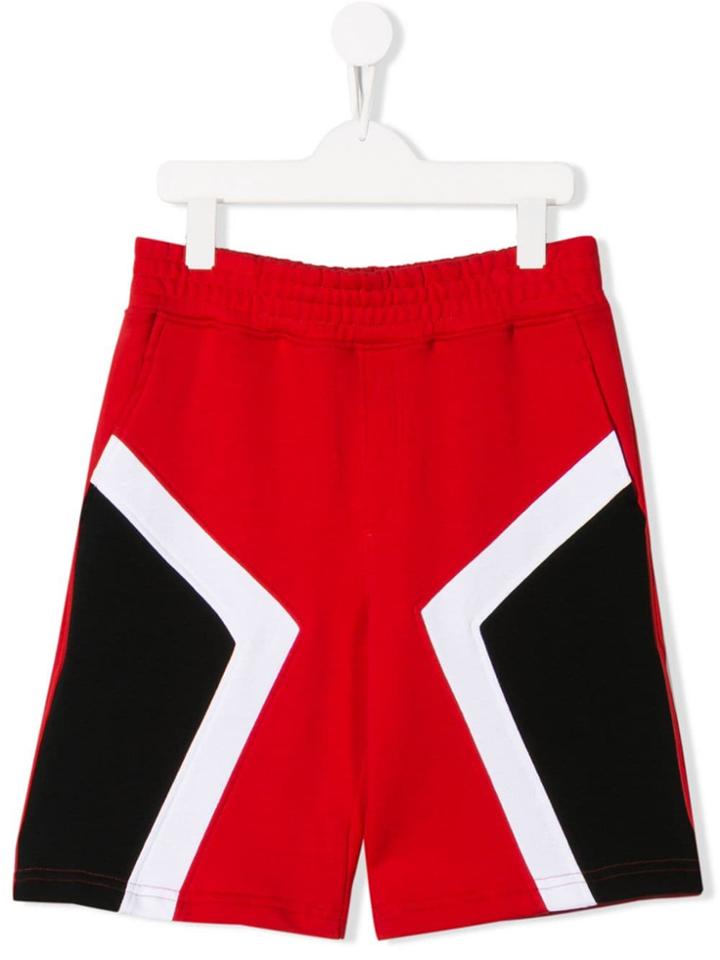 Neil Barrett Kids Teen Colour Block Track Shorts - Red