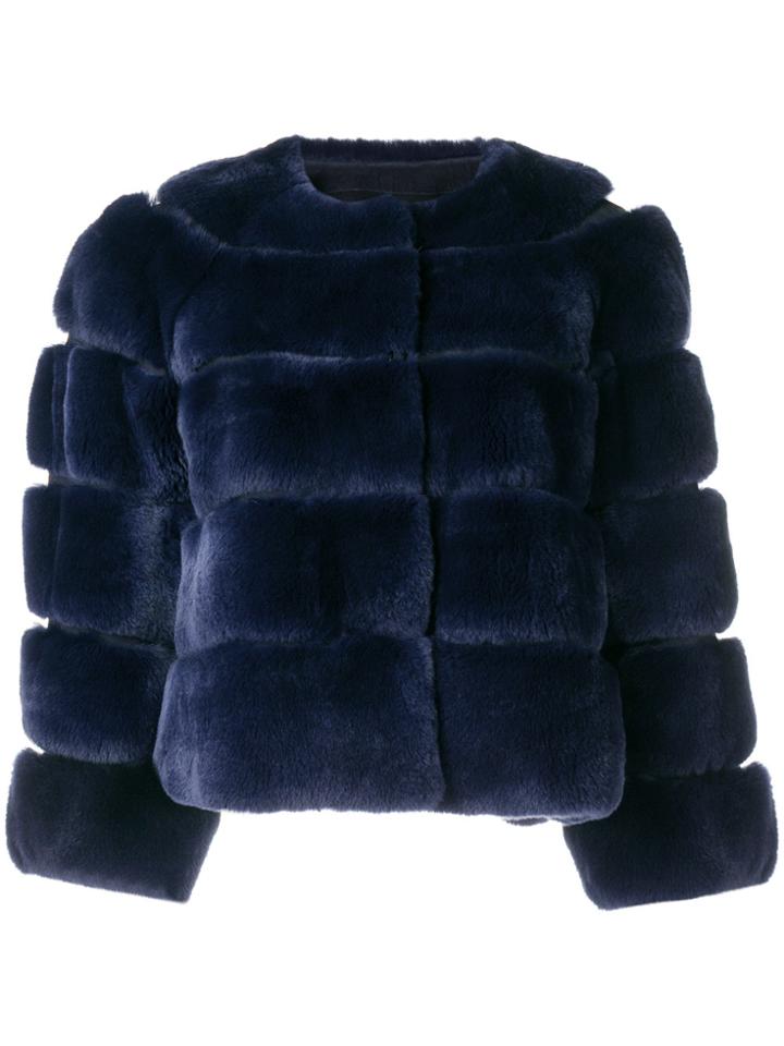 Liska Fur Fitted Jacket - Blue