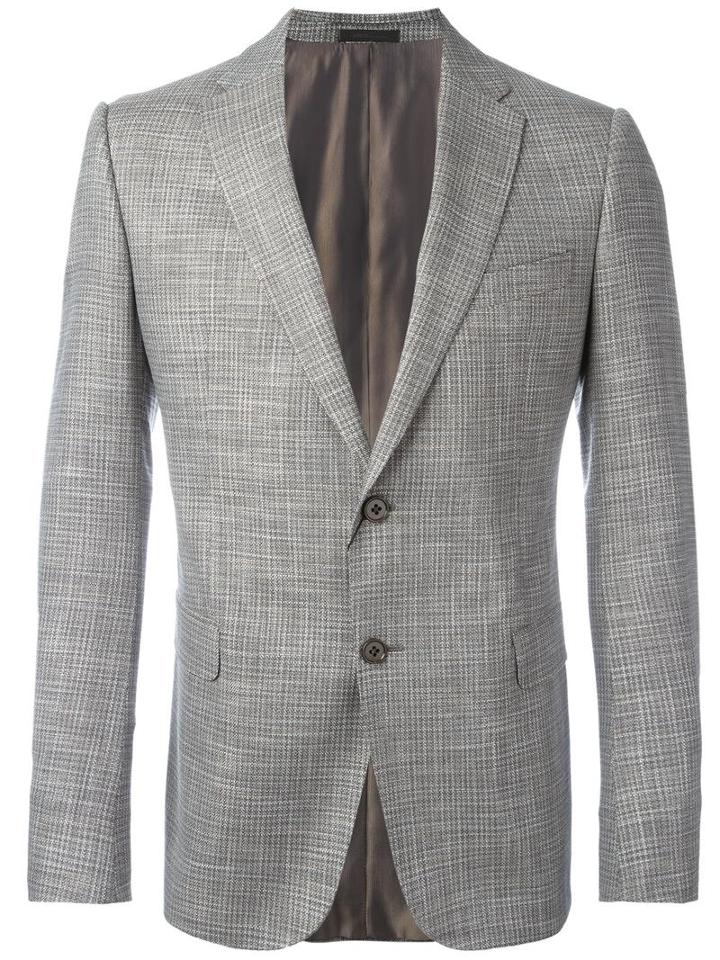 Armani Collezioni Plaid Blazer, Men's, Size: 50, Nude/neutrals, Viscose/virgin Wool/spandex/elastane/viscose