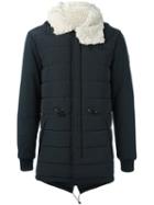 Ea7 Emporio Armani Furred Collar Padded Coat, Men's, Size: Large, Black, Polyamide/polyester