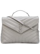 Saint Laurent 'monogramme' Shoulder Bag, Women's, Grey, Cotton/leather