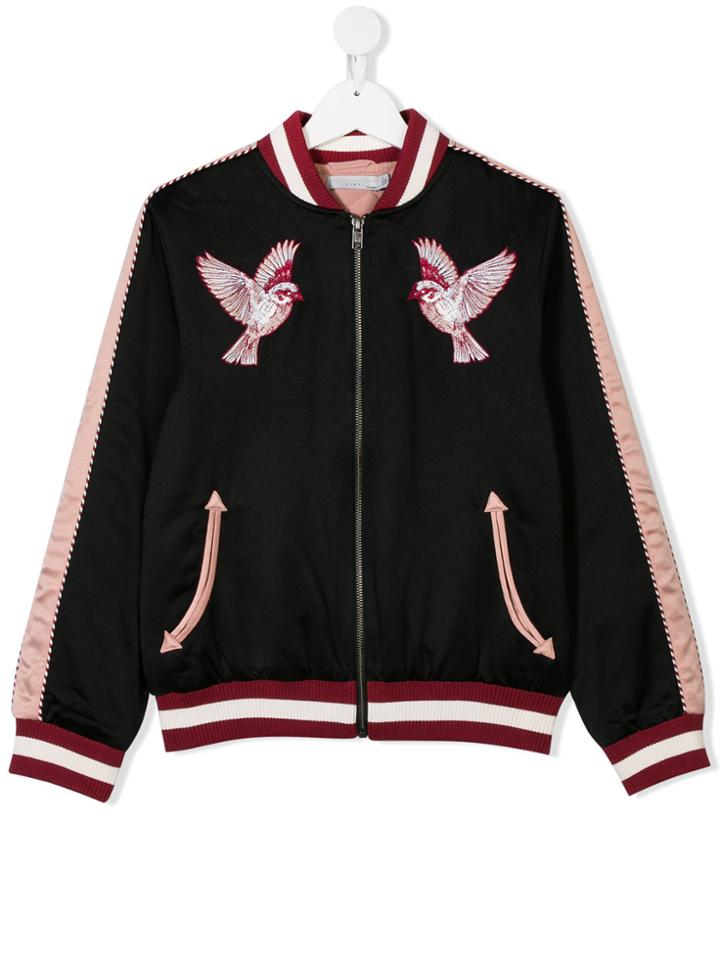 Stella Mccartney Kids Teen Bird Embroidered Bomber Jacket - Black