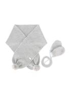 Tartine Et Chocolat Knit Gloves And Scarf Set, Girl's, Size: 42 Cm, Grey