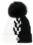 Moncler Two-tone Knitted Pom-pom Beanie - Black