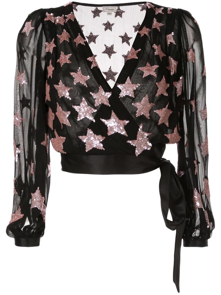 Temperley London Sequin Embroidered Star Blouse - Black