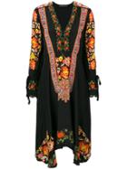 Etro Floral Embroidered Bohemian Dress - Black