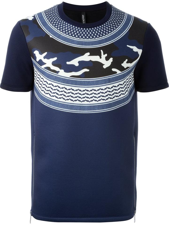 Neil Barrett Patterned Camouflage Short Sleeve Sweatshirt