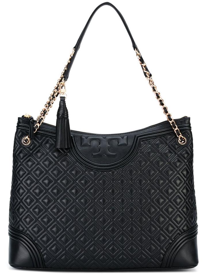 Tory Burch Logo Embossed Tote, Women's, Black