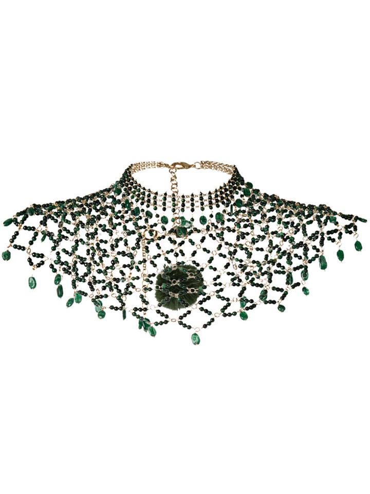 Rosantica Pompom Detail Neckpiece - Green