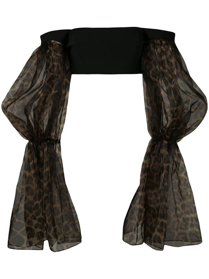 Christian Siriano Crop Top With Dramatic Sleeves - Black