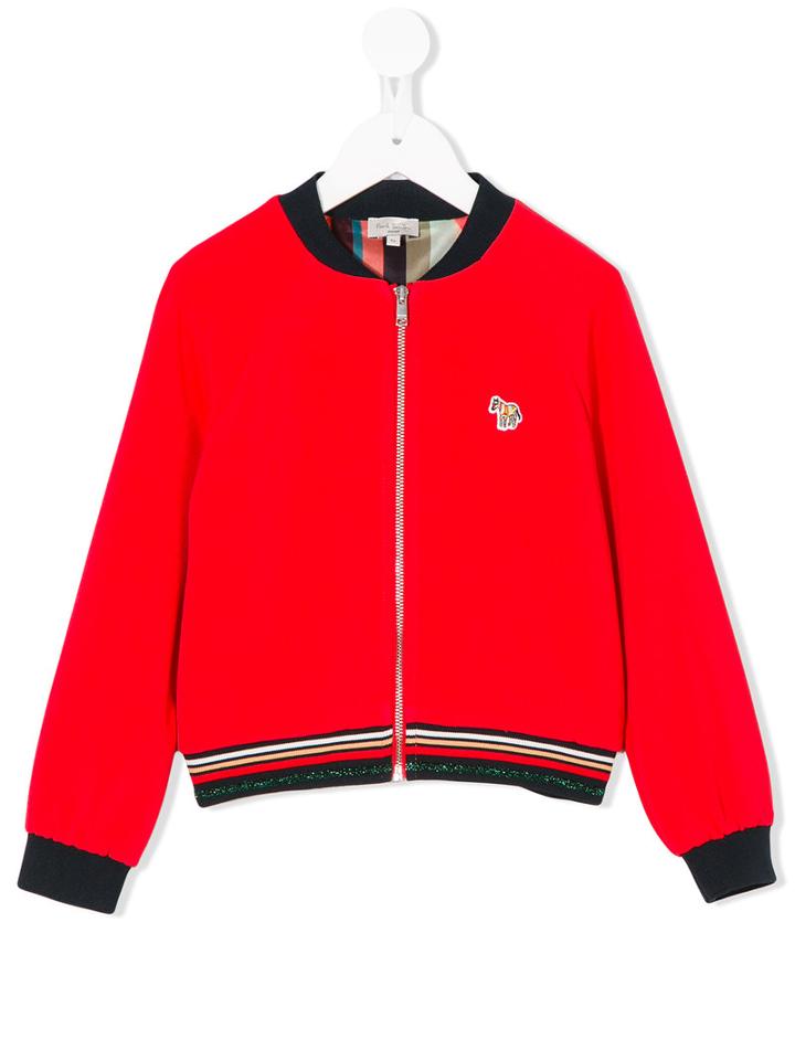 Paul Smith Junior - Glittery Detail Bomber Jacket - Kids - Spandex/elastane/viscose/polyester - 8 Yrs, Red