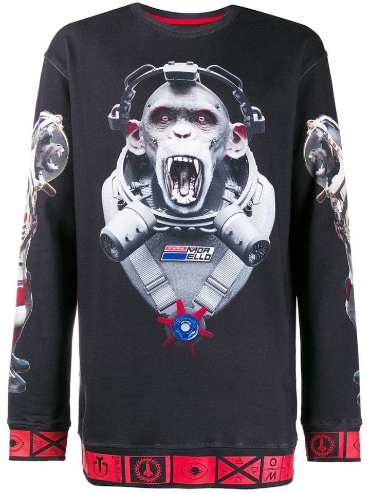 Frankie Morello Astronaut Monkey Print Sweatshirt - Black