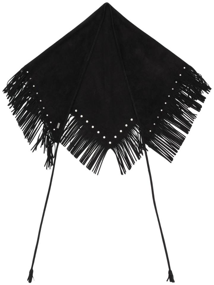 Saint Laurent Fringed Triangle Scarf - Black