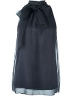 Brunello Cucinelli Halterneck Bow Top, Women's, Size: Medium, Grey, Silk