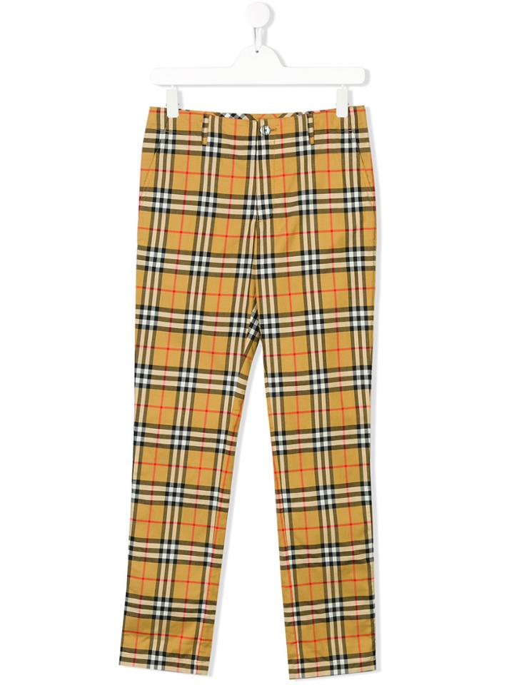 Burberry Kids Teen House Check Poplin Chinos - Yellow & Orange