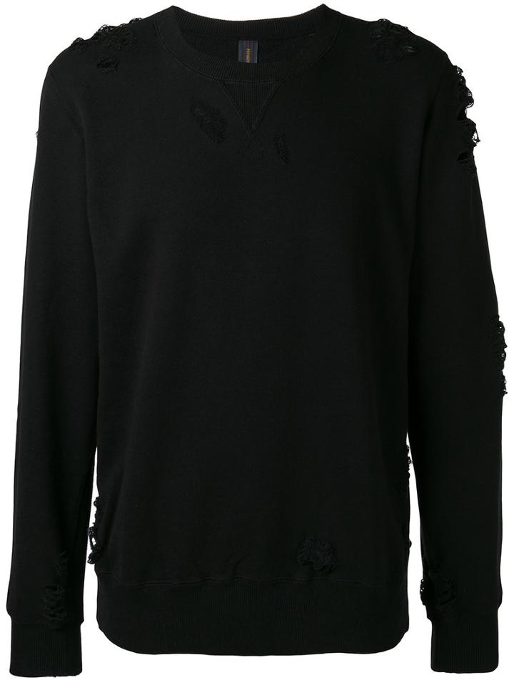 Maison Mihara Yasuhiro Distressed Sweatshirt, Men's, Size: 50, Black, Cotton