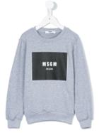 Msgm Kids - Logo Print Sweatshirt - Kids - Cotton - 10 Yrs, Boy's, Grey