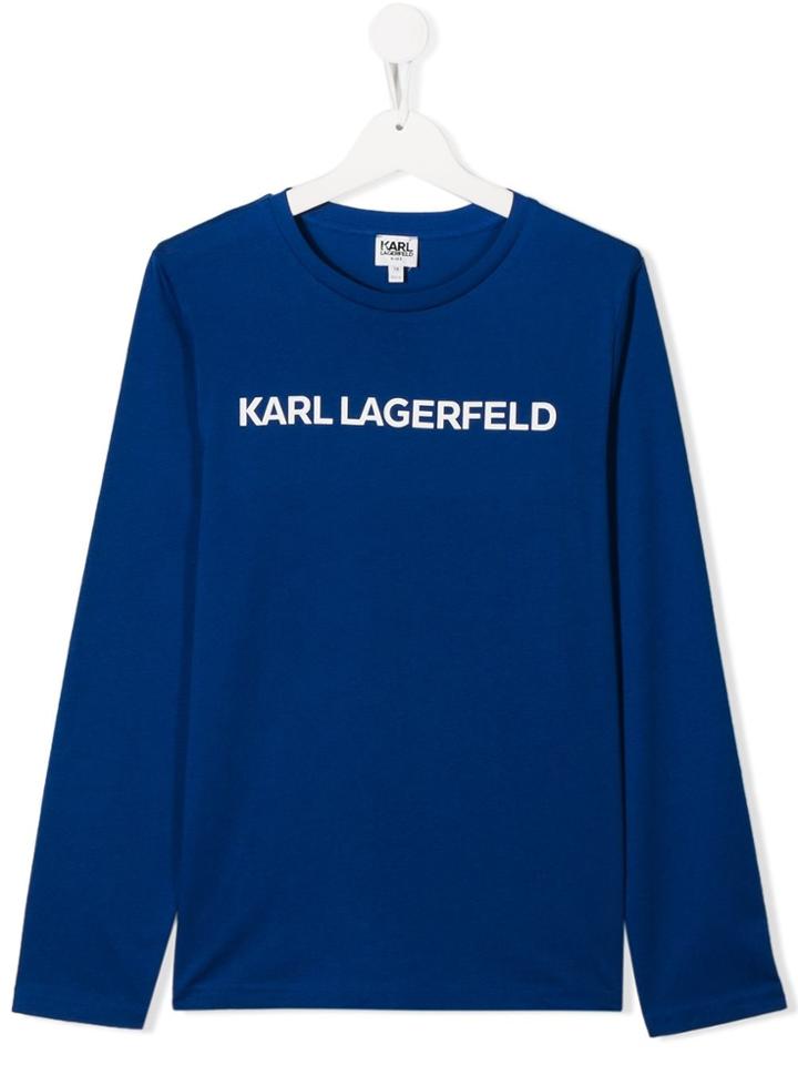 Karl Lagerfeld Kids Logo Print Longsleeved T-shirt - Blue