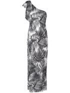 Fleur Du Mal Palms Print Single-shoulder Dress - Nude & Neutrals