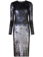 Nha Khanh Metallic Effect Fitted Dress - Blue