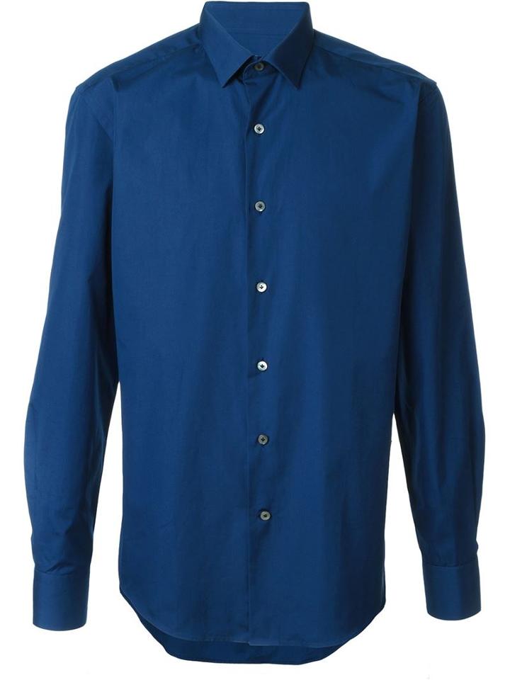 Lanvin Slim Fit Shirt, Men's, Size: 39, Blue, Cotton