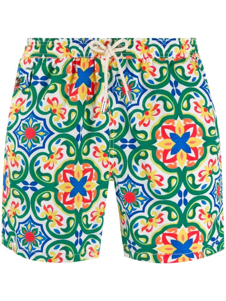 Mc2 Saint Barth Portuguese Tile Swim Shorts - Green